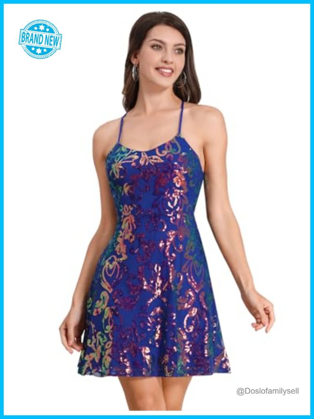 Spaghetti Strap Sequin A-Line Mini Dress Club Night Out Party
